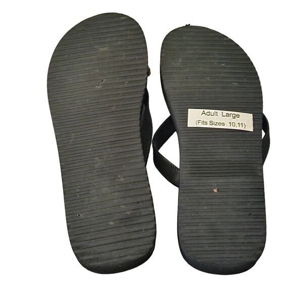 Black Football Flip Flops Size Large - Picture 2 of 2